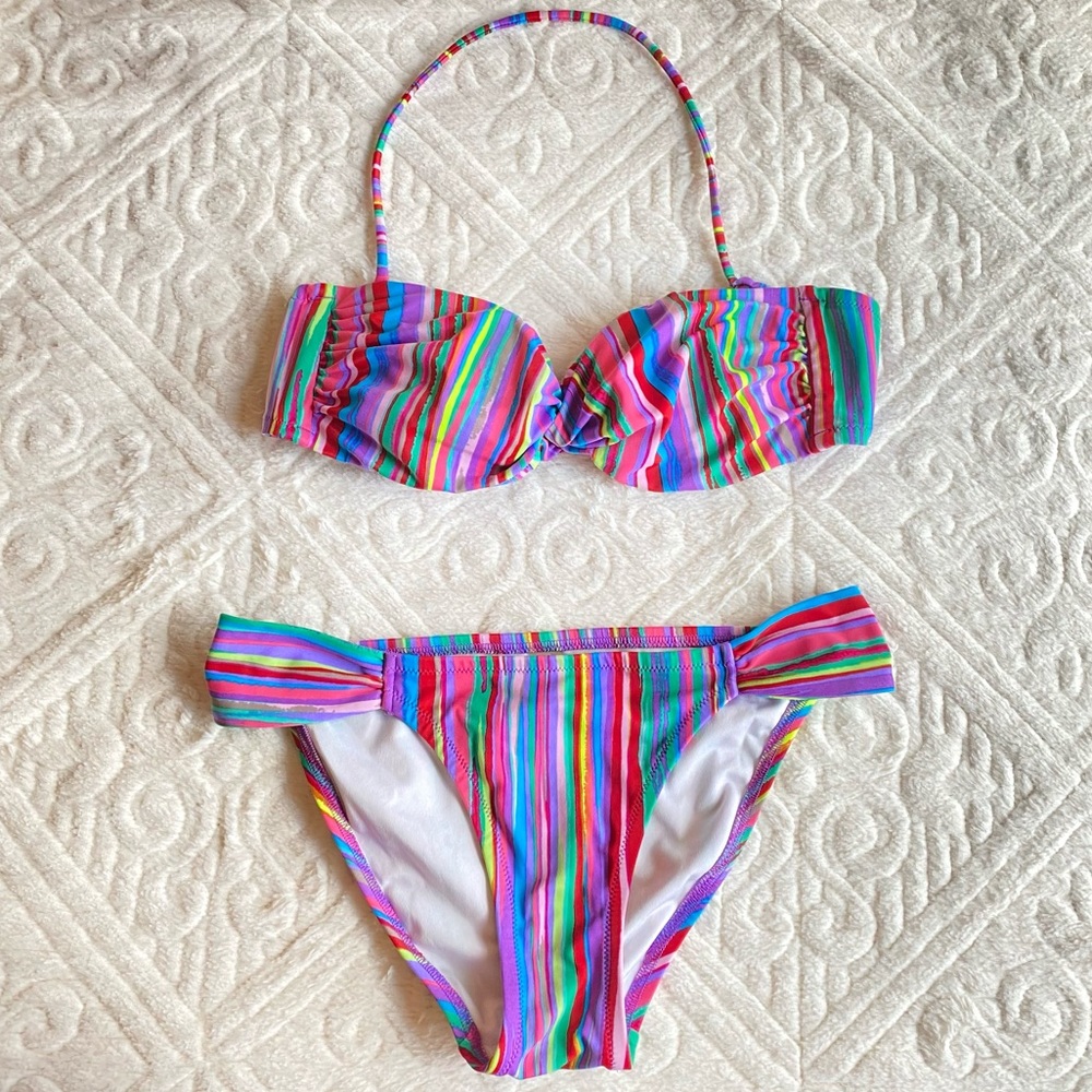 Victoria’s Secret Rainbow Striped Bandeau Bikini